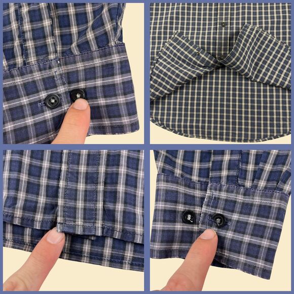 90s/Y2K GAP mens L shirt, vintage 1990s blue/white button down shirt - Picture 5 of 10